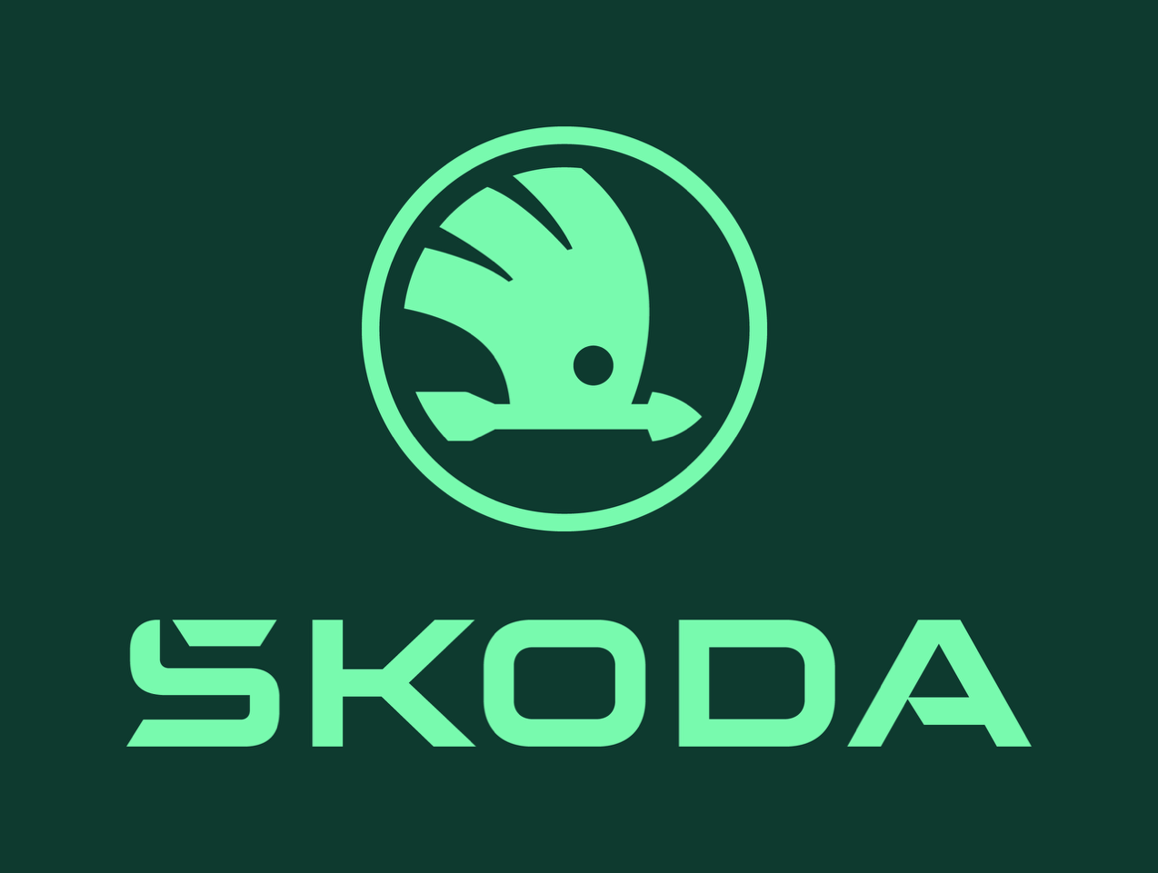 Skoda Corporate Logo RGB Electric on Emerald Green a19157a1